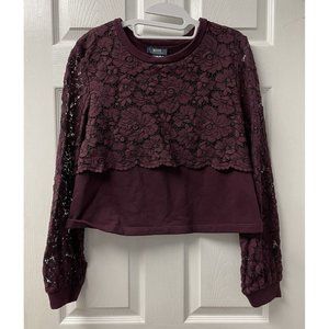 Maeve Anthropologie Womens Lace Blouse Burgundy M